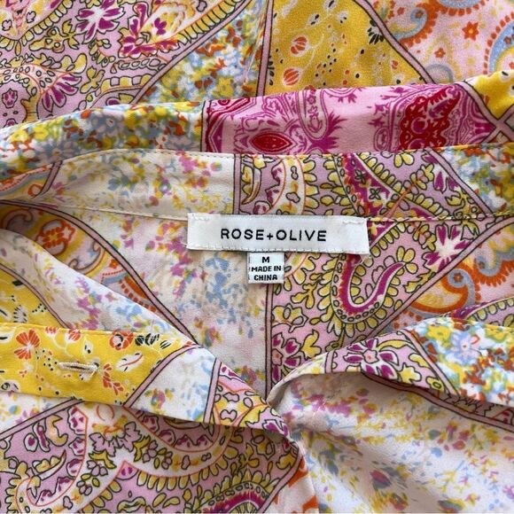 Rose + Olive Multicolor Patterned Long Sleeve Button Down Shirt - Picture 9 of 10